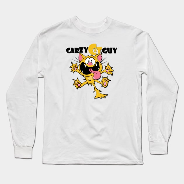 Crazy Cat Guy Long Sleeve T-Shirt by Vector Design Mart